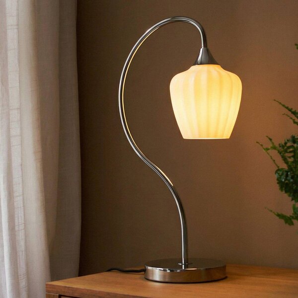 PR Home Stolní lampa Amalfi, bílá/chrom, výška 51 cm, sklo, E14, Chrom / stříbro, Chodba, kov, Skandinávský, stojací lampa
