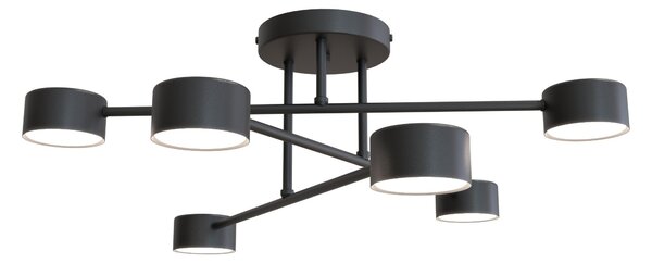 Stropní svítidlo HALO 6 – černé, 6× GX53, šířka 60 cm