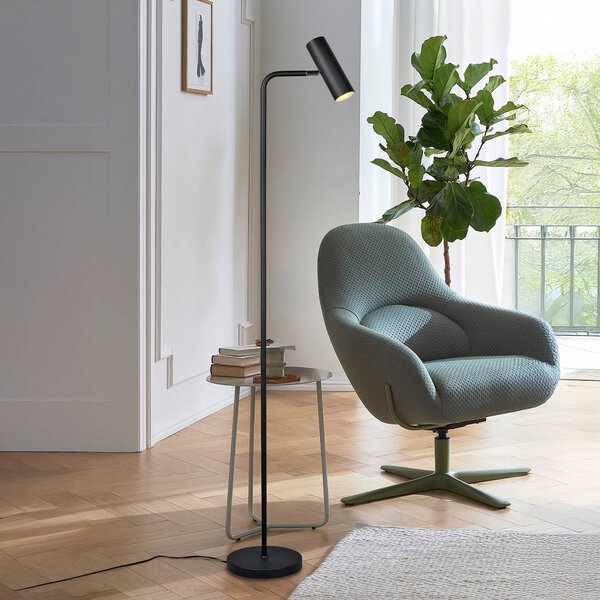 Trio Lighting Stojací lampa Marley, černá, výška 151 cm, kovová, Černá, Obývací pokoj / jídelna, kov, Moderní, stojací lampa