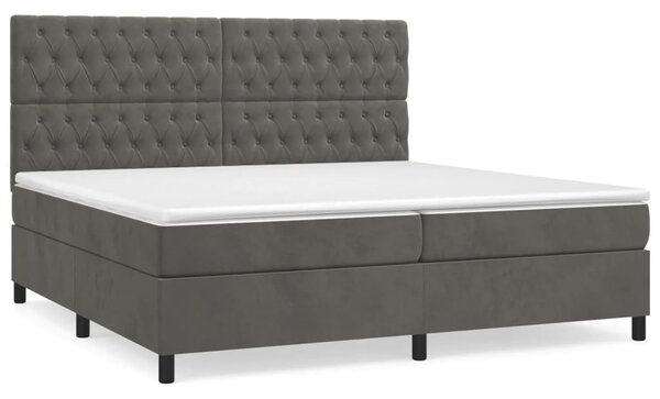 Box spring postel s matrací tmavě šedá 200x200 cm samet 3143224