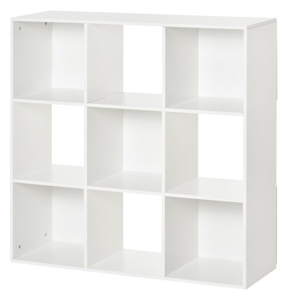 HOMCOM Knihovna 3-patrová Skříň s Úložným Prostorem 9 Krychlových Modulů Samostatný Regál Rozdělovací Stojan 91,5x29,5x91,5cm Dřevo | Aosom