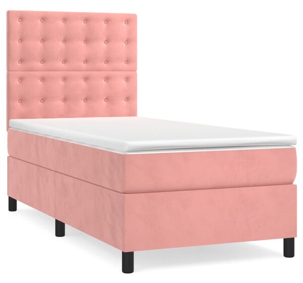 Box spring postel s matrací růžová 80 x 200 cm samet 3143234