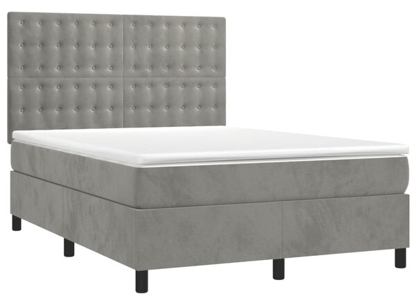 Box spring postel s matrací světle šedá 140x190 cm samet 3143259