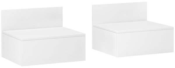 HOMCOM Set 2 Plovoucích Nočních Stolků s Úložným Prostorem 43x36,5x30,5 cm Bílá | Aosom