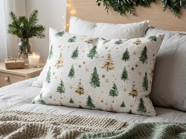 Bavlněný povlak na polštář CHRISTMAS FOREST 50x70 cm, barevný