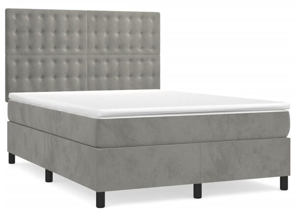Box spring postel s matrací světle šedá 140x190 cm samet 3143259