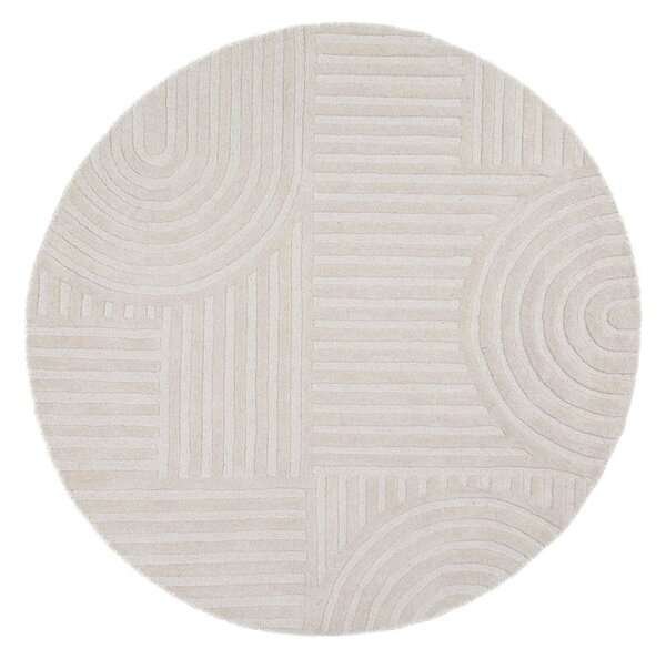 Slonovinový ručně tkaný vlněný kulatý koberec ø 160 cm Zen Garden – Flair Rugs