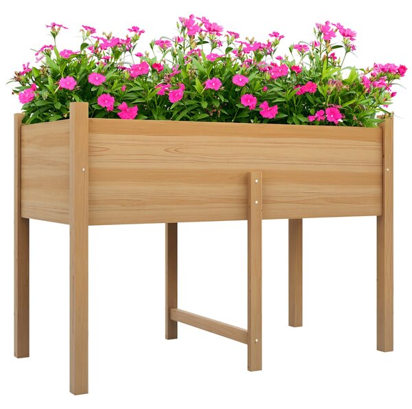 Outsunny Vyvýšený městský zahradní dřevěný pěstební stůl 115x55x80 cm s netkanou textilií pro pěstování rostlin, květin a zeleniny | Aosom