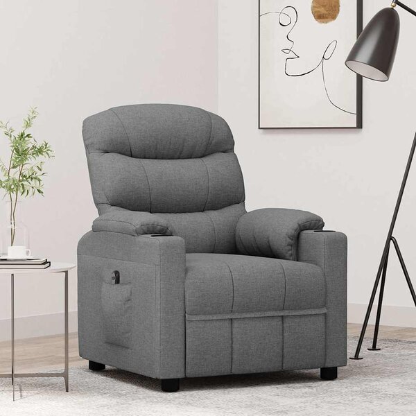 Elektrické polohovací křeslo světle šedé textil 3143491