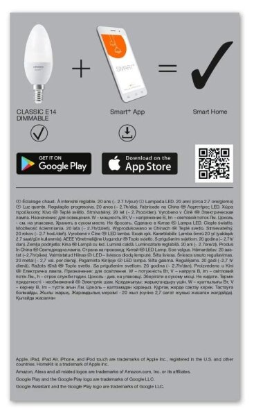 LED Stmívatelná žárovka SMART+ E14/5W/230V 2700K - Ledvance