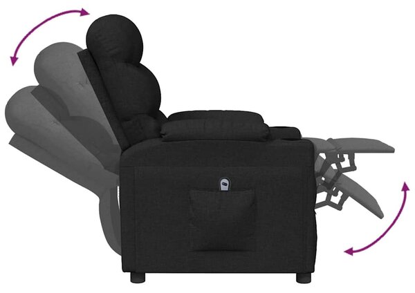 Elektrické polohovací křeslo černé textil 3143493