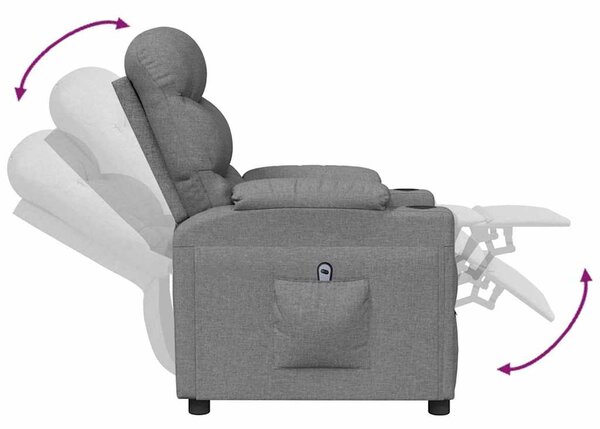 Elektrické polohovací křeslo světle šedé textil 3143491