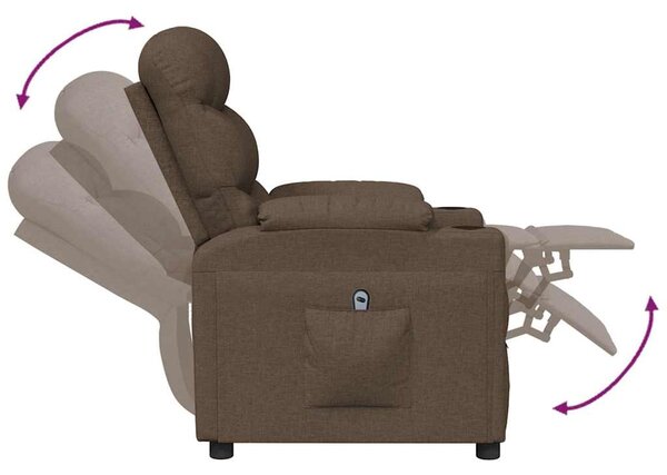 Elektrické polohovací křeslo hnědé textil 3143495