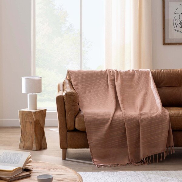 Bavlněný přehoz v terakotové barvě 180x220 cm Lilia – douceur d'intérieur