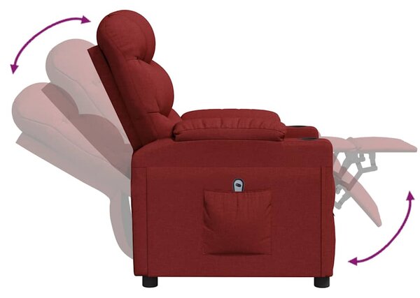 Elektrické polohovací křeslo vínové textil 3143494
