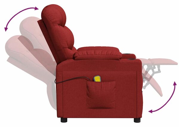 Elektrické masážní křeslo vínové textil 3143506