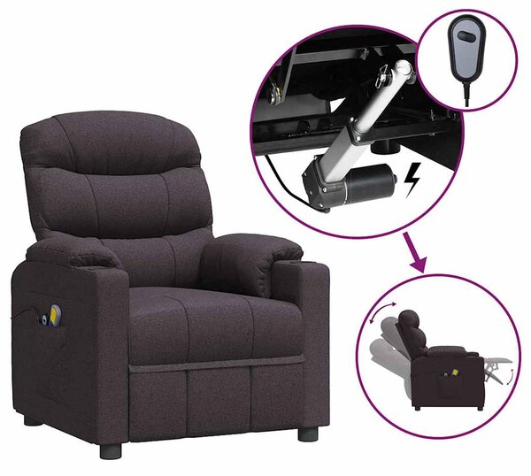Elektrické masážní křeslo tmavě hnědé textil 3143508