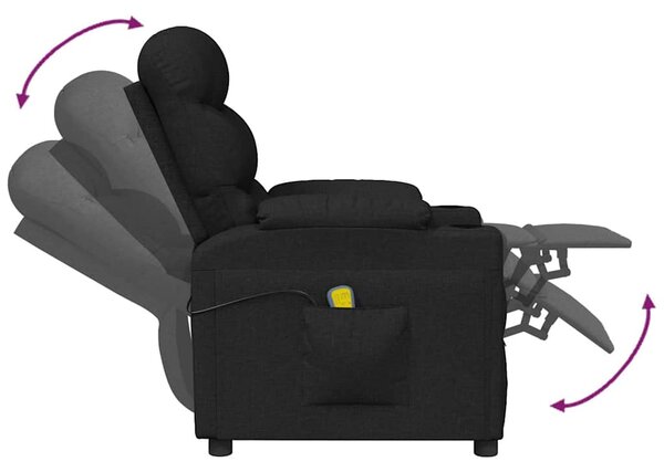 Elektrické masážní křeslo černé textil 3143505