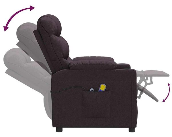 Elektrické masážní křeslo tmavě hnědé textil 3143508