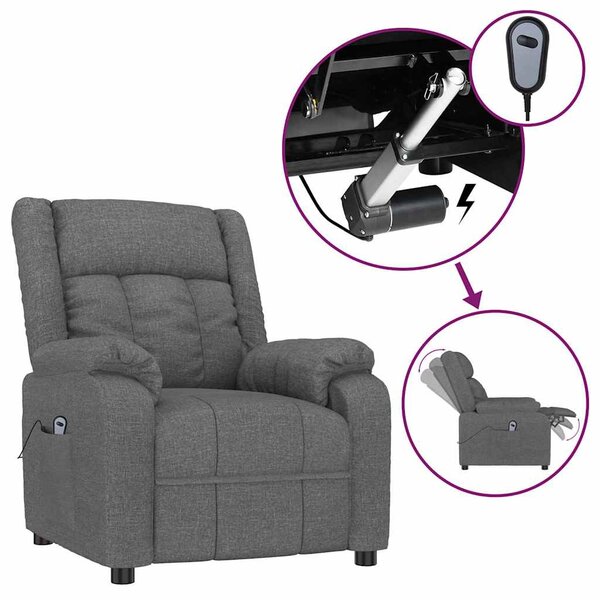 Elektrické polohovací křeslo tmavě šedé textil 3143568
