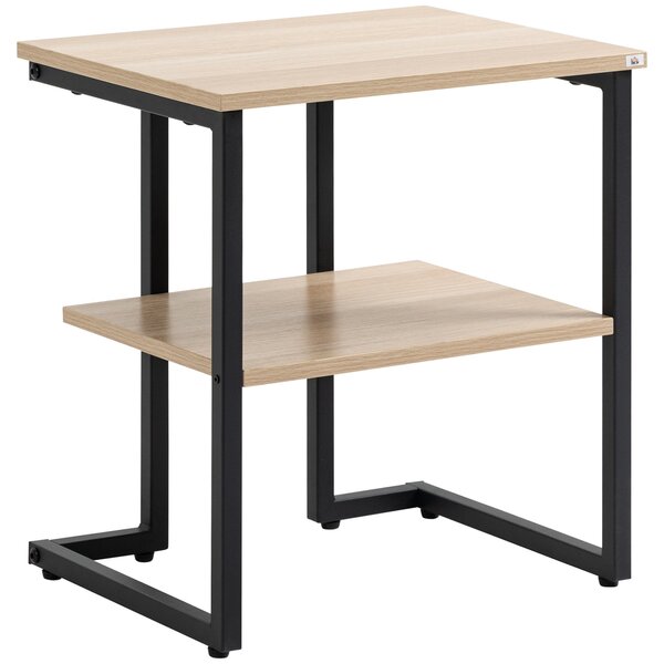 HOMCOM 2-Úrovňový konferenční stolek pro obývací pokoj, ložnici a kancelář, moderní styl 45x35x48 cm Přírodní | Aosom