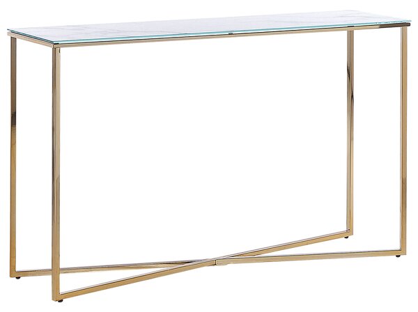 Konzolový stolek s efektem bílého mramoru / zlatá ROYSE