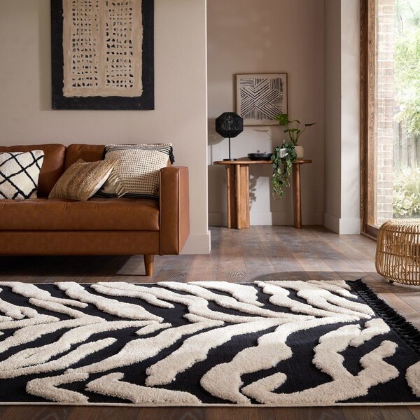 Černobílý koberec 133x190 cm Esra Zebra – Flair Rugs