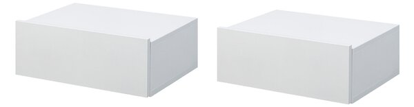 HOMCOM Sada 2 Floating Nočních Stolků s 1 Zásuvkou, Nástěnný Design, Moderní Styl pro Ložnici 40x30x15 cm Bílá | Aosom