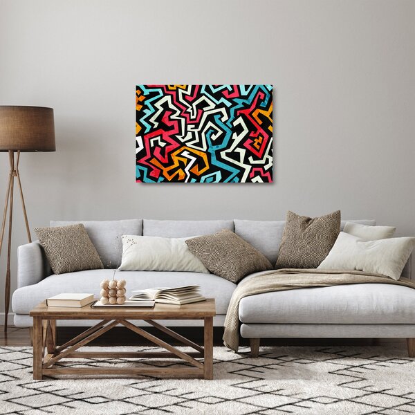 Skleněný obraz grafické abstrakce (70x50 cm)