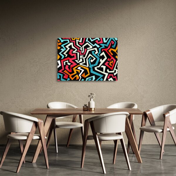 Skleněný obraz grafické abstrakce (70x50 cm)