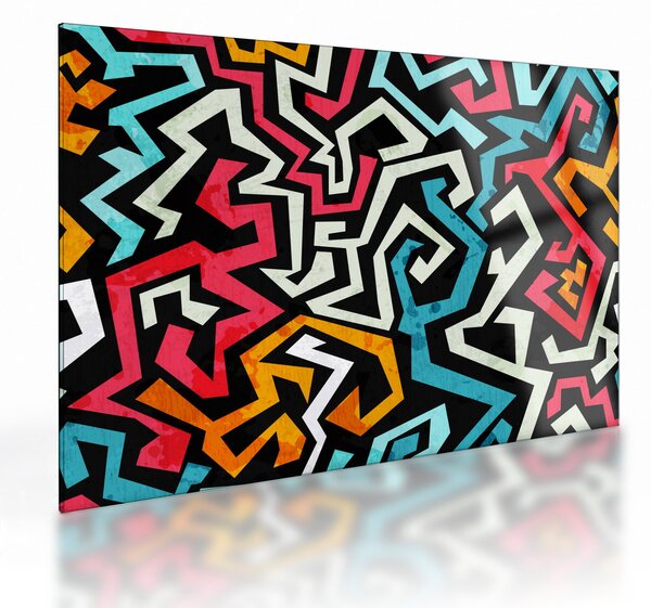 Skleněný obraz grafické abstrakce (70x50 cm)