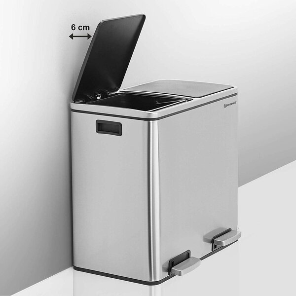 SONGMICS Odpadkový koš 2 x 24 L stříbrný