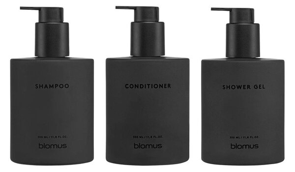 Černé nástěnné skleněné dávkovače mýdla v sadě 3 ks 350 ml Kirei – Blomus