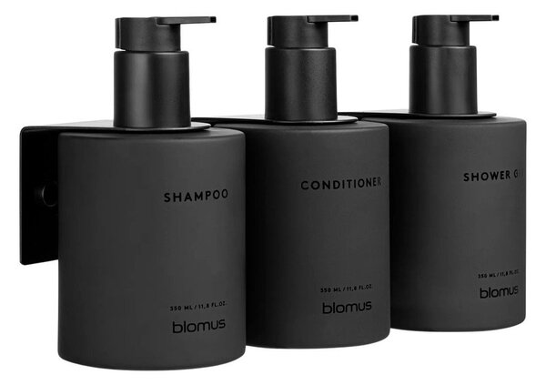 Černé nástěnné skleněné dávkovače mýdla v sadě 3 ks 350 ml Kirei – Blomus