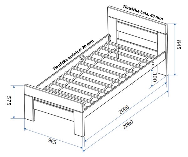 Postel z masivu NEX - buk natur 180 x 200 cm