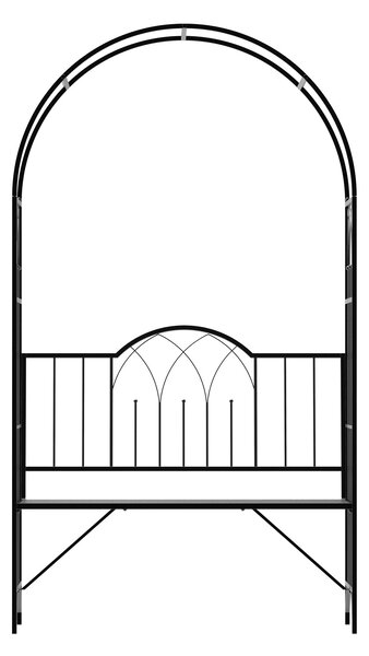 Outsunny Kovový Růže Arch pro Podporu Šplhajících Rostlin s Lavicí, 115 x 59 x 203 cm, Černý | Aosom