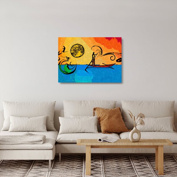 Skleněný obraz starověké malby (70x50 cm)