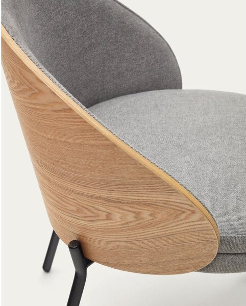 Šedé/v přírodní barvě čalouněné jídelní křeslo Eamy – Kave Home