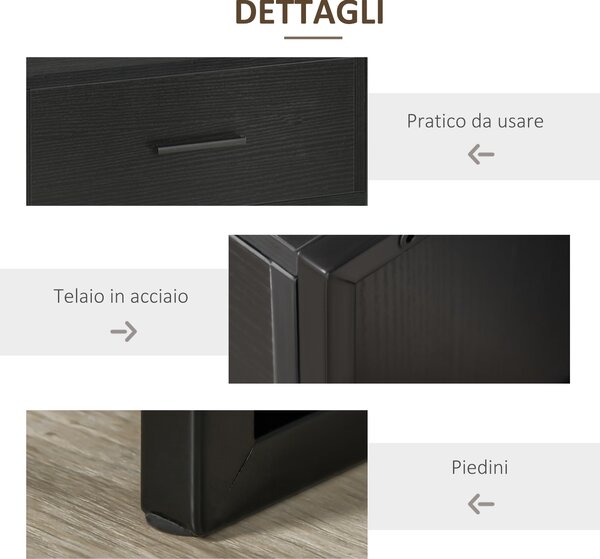 HOMCOM Sada 2 moderních nočních stolků, 2 noční stolky do ložnice a obývacího pokoje, se zásuvkou a otevřenou policí, moderní design, MDF a ocel, 45x4