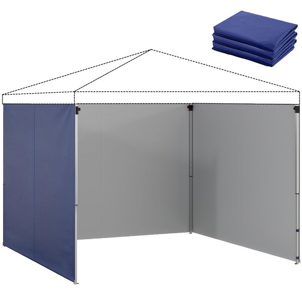 Outsunny 3dílné boční panely pro altán 3 × 3 m — se zipem, UPF 50+, voděodolná Oxford tkanina, soukromí a ochrana proti větru, tmavě modrá | Aosom