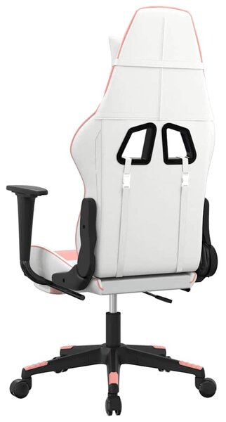 Herní židle bílá a růžová umělá kůže 3143696