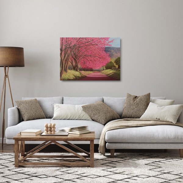 Skleněný obraz rozkvetlých stromů (70x50 cm)