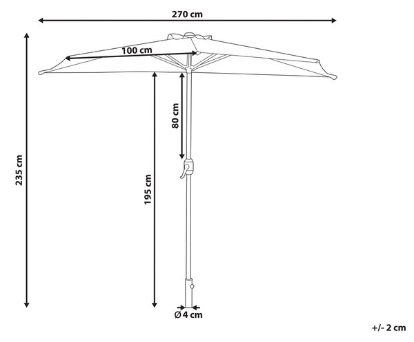 Půlkruhový slunečník 270 cm GALATI Zelená