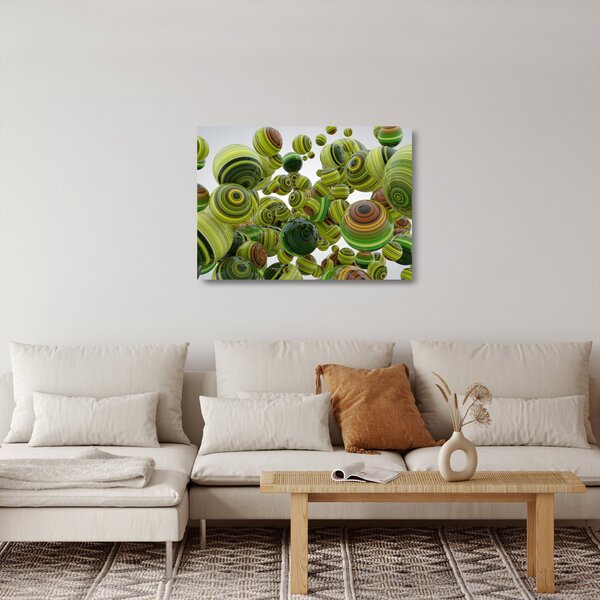 Skleněný obraz pruhovaných koulí (70x50 cm)