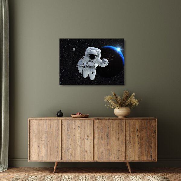 Skleněný obraz - Astronaut ve vesmíru (70x50 cm)