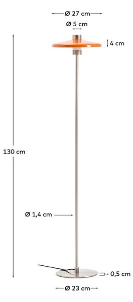 Oranžová stojací lampa s kovovým stínidlem (výška 130 cm) Nuvira – Kave Home
