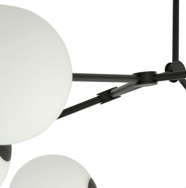 Stropní svítidlo SPACE 4 – černé, opálové sklo, 4× E14, šířka 42 cm