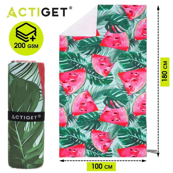 Rychleschnoucí ručník 100x180 cm ACTIGET ACT0196 zeleno-růžový