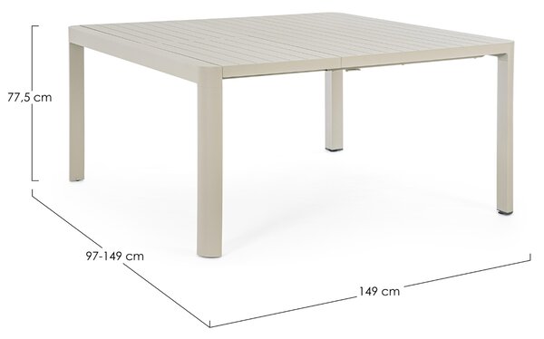 Bizzotto Hliníkový rozkládací zahradní jídelní stůl Kiplin 149 x 97/149 cm