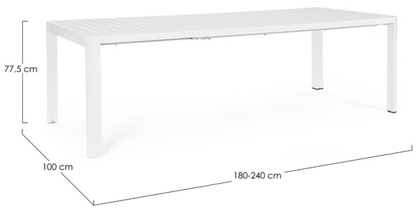 Bizzotto Hliníkový rozkládací zahradní stůl Kiplin 180/240 x 100 cm